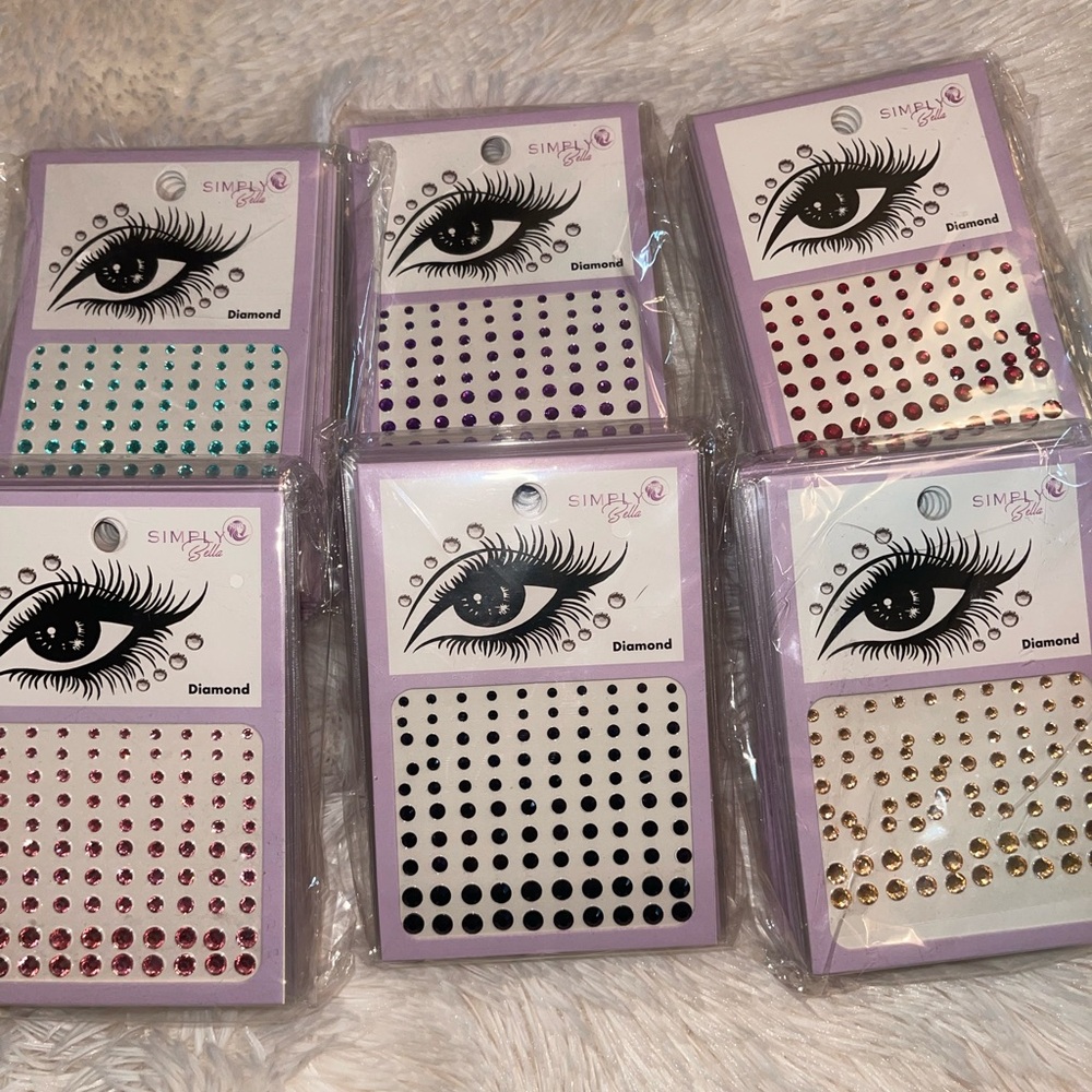 Face gem Diamond Eye Makeup Stickers - Black, Red, Gold, blue, purple and pink